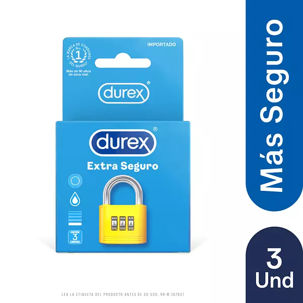 Condones Durex Extra Seguro Cj X 3Und