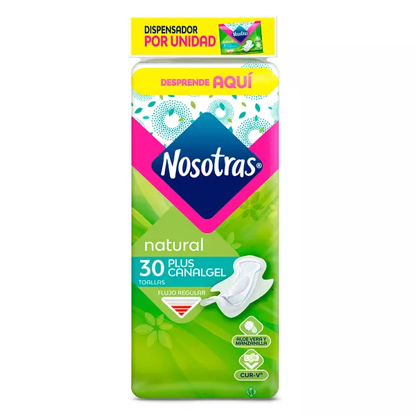 Toalla Nosotras Natural Plus Canagel Disp X 30 Und