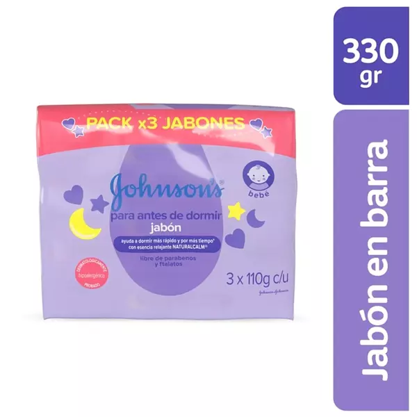 Jabon Johnson J Antes De Dormir Pack X 3 Und 110 Gr