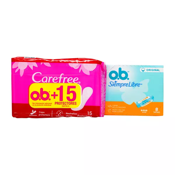 Tampon Ob Ori Sup 8 Und+Protector Carefree 15 Paq X 1Und Ofe