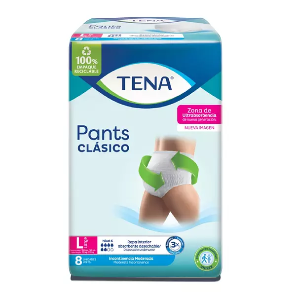 Pañal Tena Pants Clasico Large X 8 Und Familia