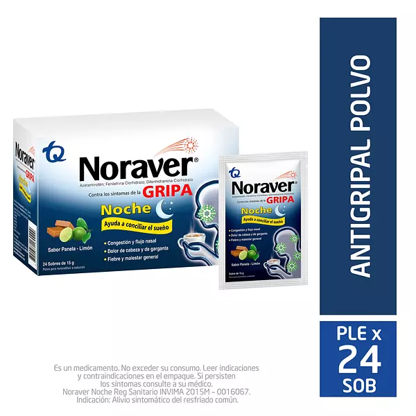 Noraver Gripa Bebida Noche 15 Gr X 24 Sbs