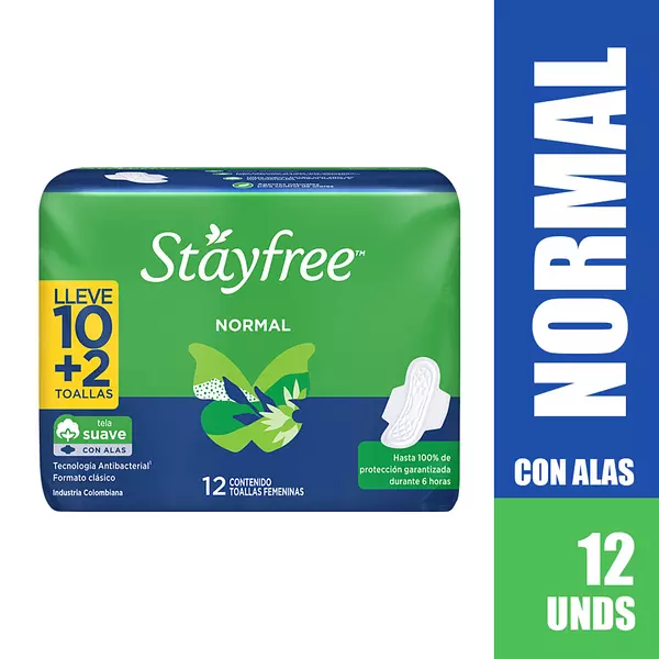 Toalla Stayfree Normal Alas Paq X 12 Und