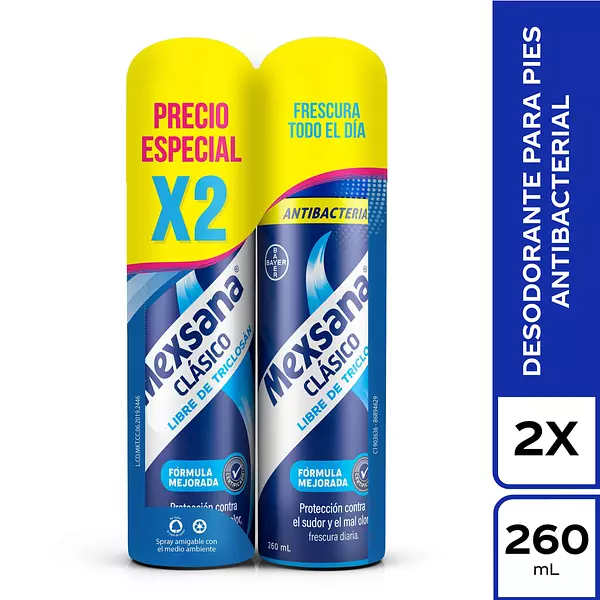 Mexana Pies Original Antibacterial Spray 2 Fco X 260 Ml