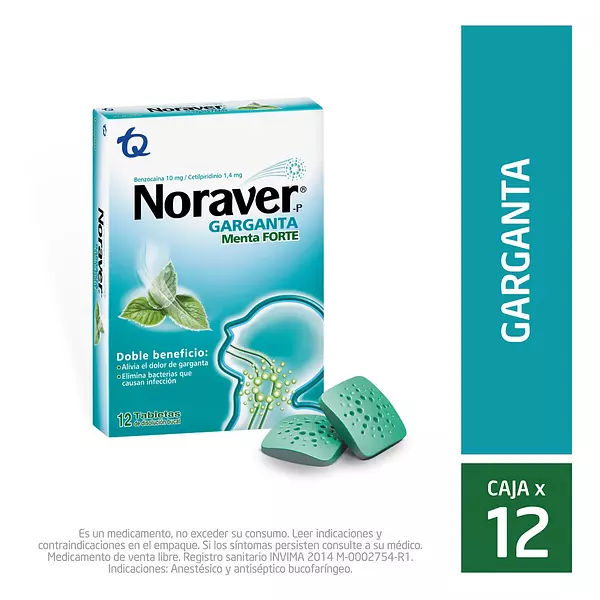 Noraver Garganta Menta Cj X 12 Tab Tq