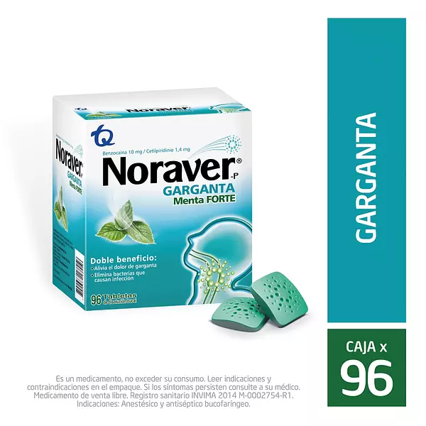 Noraver Garganta Menta Pastillas Cj X 96 Tq