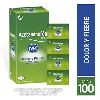 Acetaminofen 500 Mg Cj X 100 Tab Mk