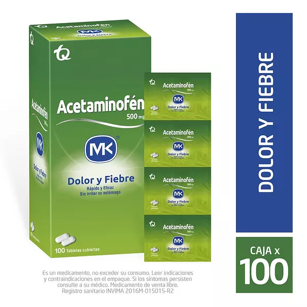 Acetaminofen 500 Mg Cj X 100 Tab Mk