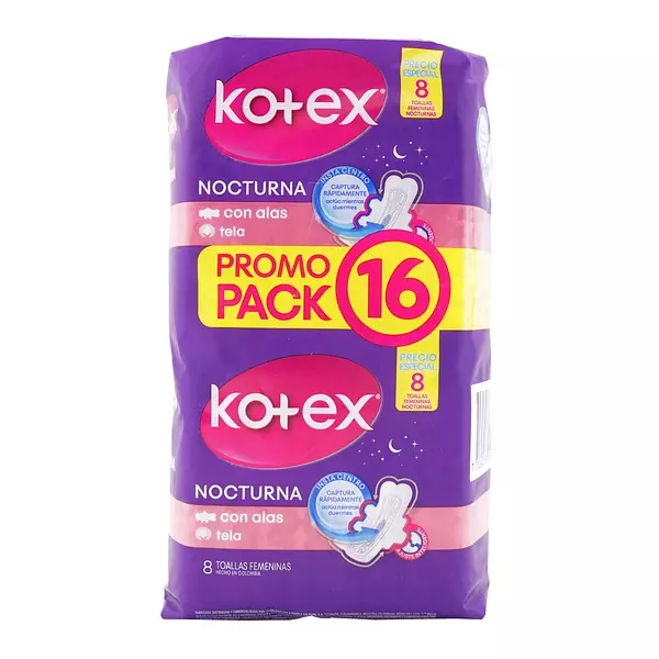 Toalla Kotex Nocturna Paq X 16 Und Ofe