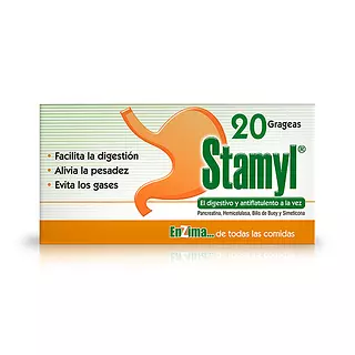Stamyl (Pancreatina+Simeticona) Cj X 20 Grageas Farma De Col