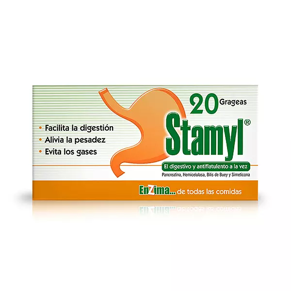 Stamyl (Pancreatina+Simeticona) Cj X 20 Grageas Farma De Col