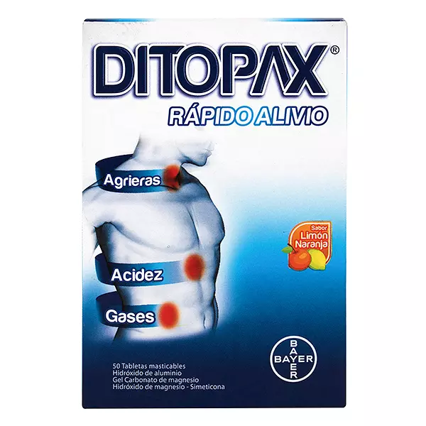 Ditopax (Simeticona+Hidroxido Aluminio+ Magnesio) 50 Tabletas