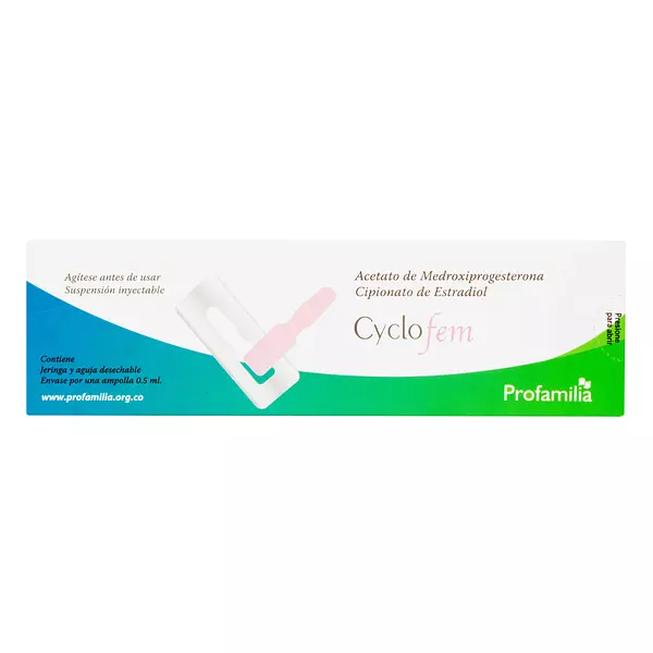 Cyclofem (Medroxiprogesterona Acetato +Cipionato Estradiol) 1% Cj X 1 Ampolla