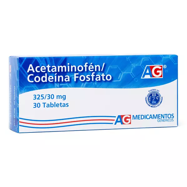 Acetaminofen + Codeina 325Mg/30 Mg Cj X 30 Tab Ag