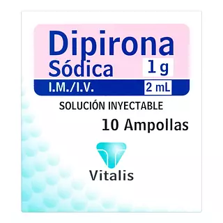 Dipirona 1Gr/2Ml Cj X 10 Ampollas Vitalis