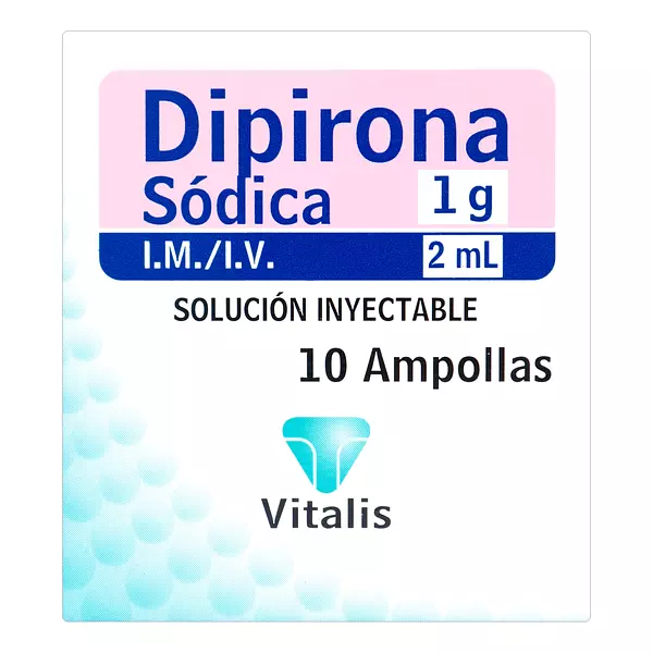 Dipirona 1Gr/2Ml Cj X 10 Ampollas Vitalis