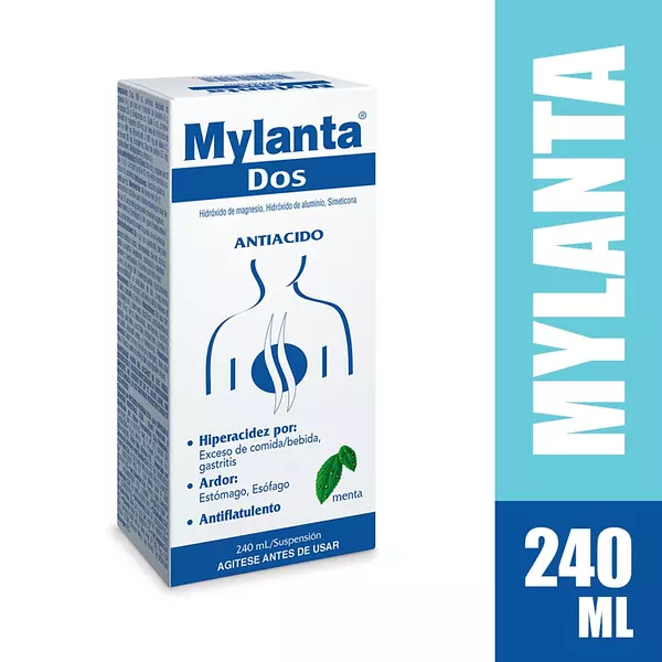 Mylanta Dos (Hidroxido De Magnesio+Hidroxido De Aluminio+Simeticona) Menta Fco X 240 Ml