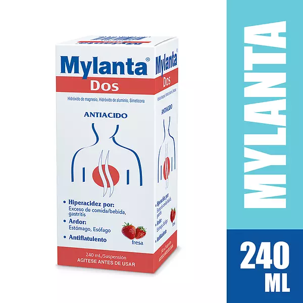 Mylanta Dos (Hidroxido De Magnesio+Hidroxido De Aluminio+Simeticona) Fresa Fco X 240 Ml