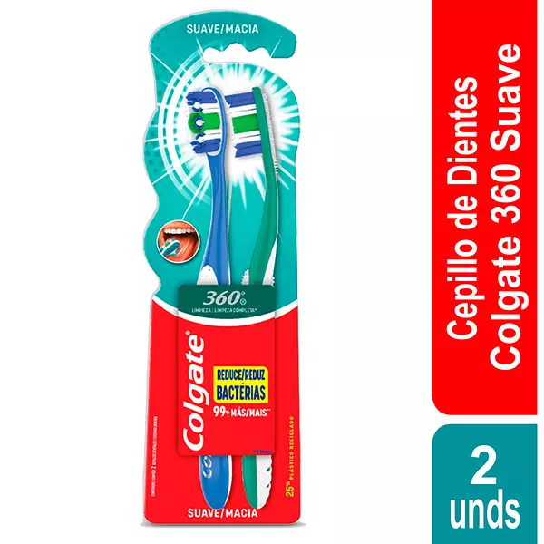 Cepillo Colgate 360° Suave 2X1 