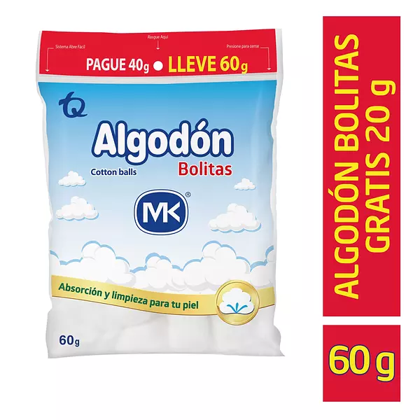 Algodon Pomos Bolsa Pague 40 Lleve 60 Gr Mk