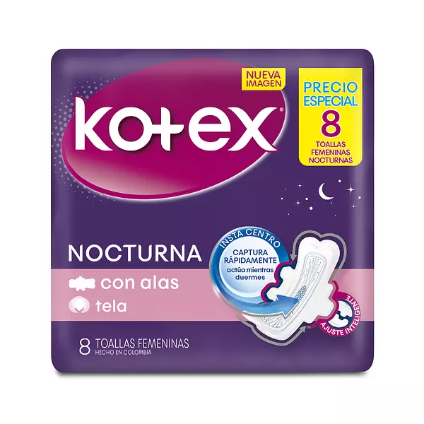 Toallas Kotex Nocturna Paq X 8 Und