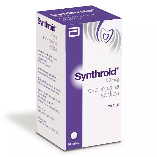 Synthroid 50 Mcg (Levotiroxina) Fco X 90 Tab